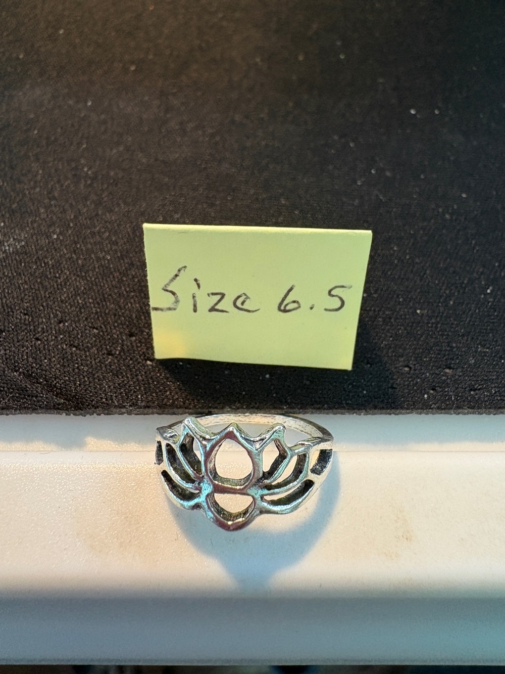 Silver Lotus Openwork Ring - Size 6.5